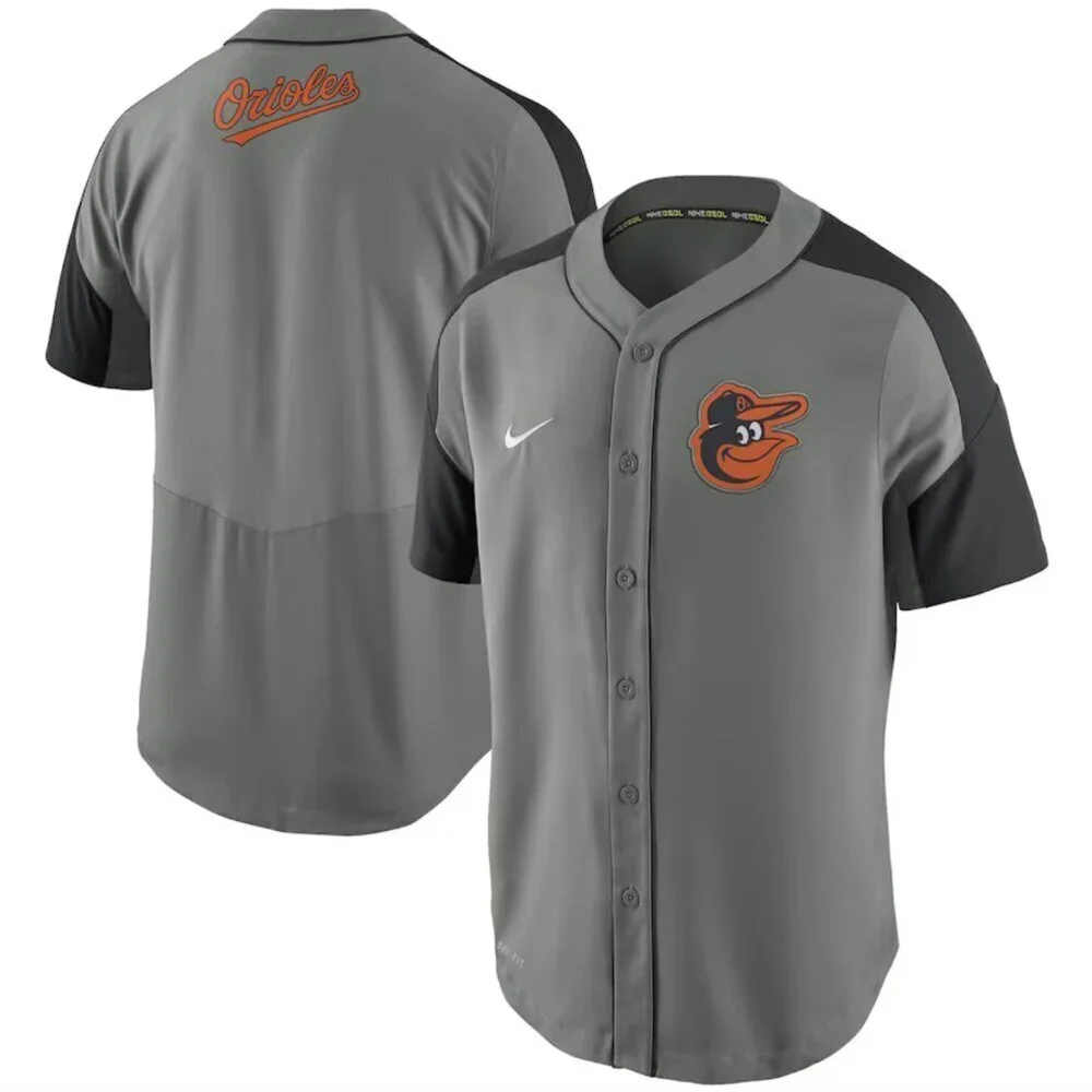 Nike Men's Baseball Baltimore Orioles Nike Gray/ Dri-FIT Woven Jersey, size L